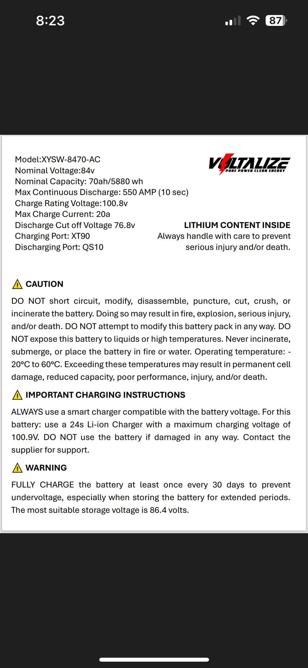 84v70ah for moped (Segway ebike)